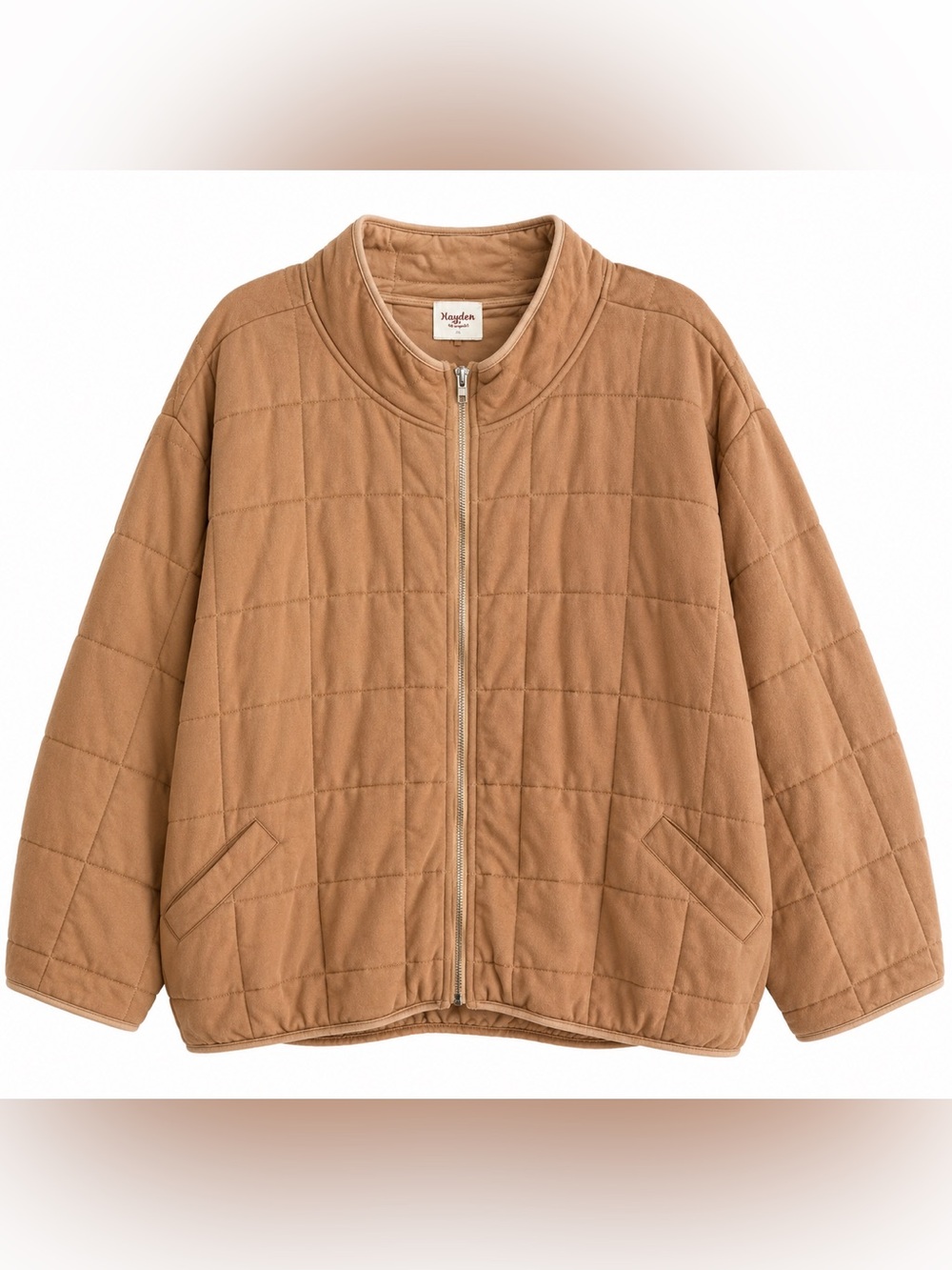 Hayden Los Angeles 2XL Quilted Cotton Jacket Beige Brown Full Zip
